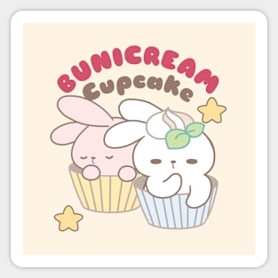 Two Cute Bunnies Cosplay as Bunicream Cupcake Sticker